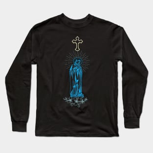 Mother of God , Virgin Mary with the Cross above Long Sleeve T-Shirt